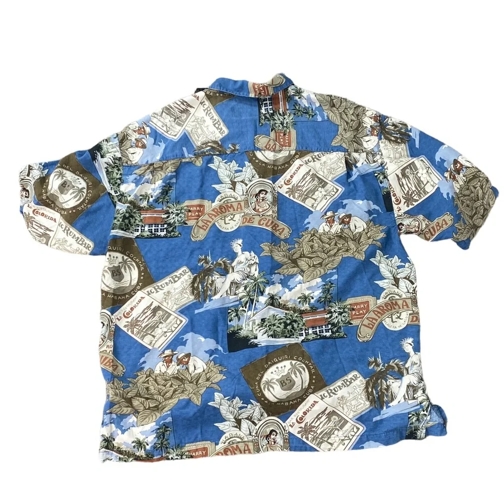 Men’s Seven Palm 100% silk  Hawaiian Shirt Size XL